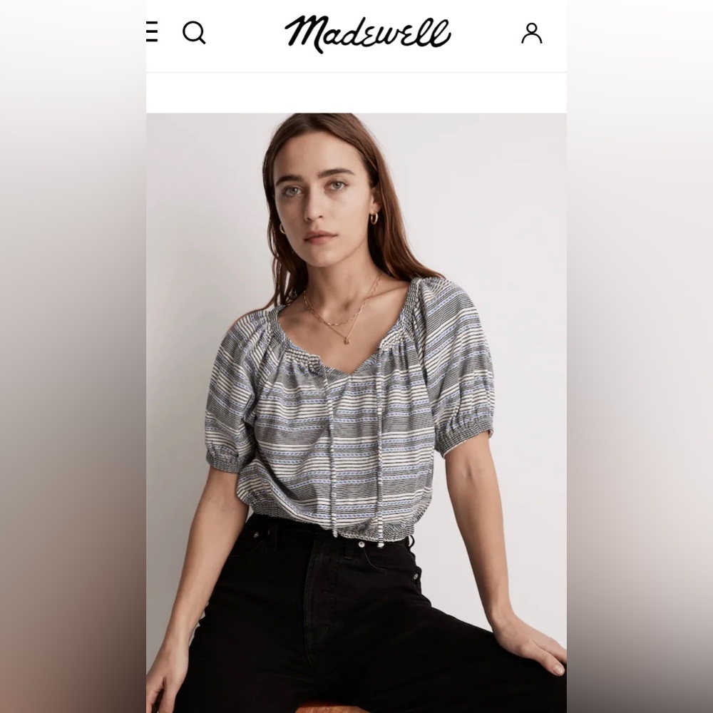 Madewell Jacquard Keyhole Crop Top M NWT
